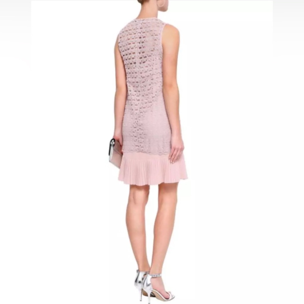 Sandro Pink Embroidered Sleeveless Lace Mini Dress with Plated Hem Size 2 NWT - Picture 2 of 11